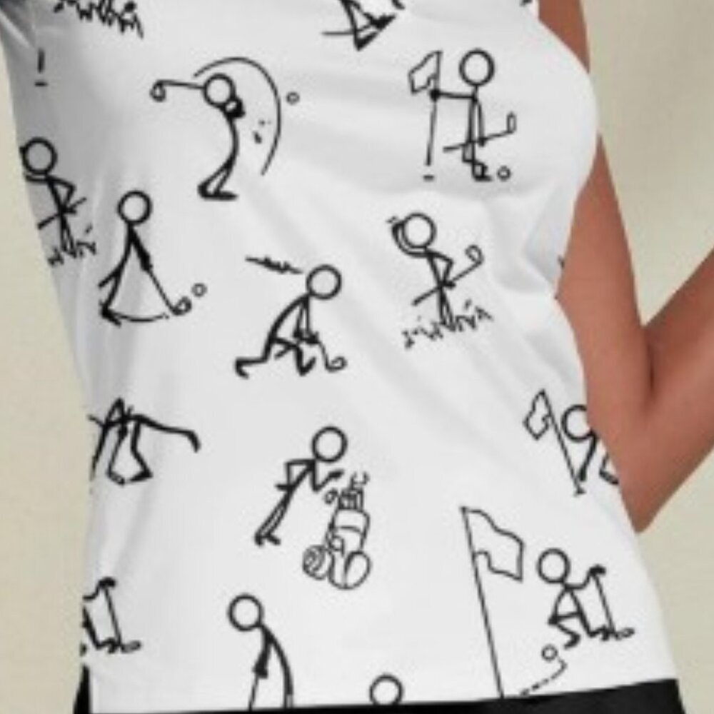 Acegolfs Stick Figure Hyper-prep Sleeveless Polo Top UPF50+, Large - Picture 8 of 10